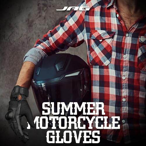 JAG Leather Motorcycle Motorbike Knuckle Protection Powersports Gloves