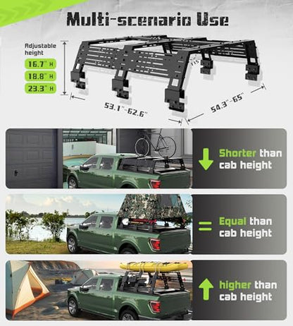 Truck Bed Rack Adjustable Height 16.7"