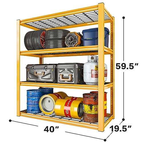 40" W Yellow Garage Shelving with Double (3 Count)