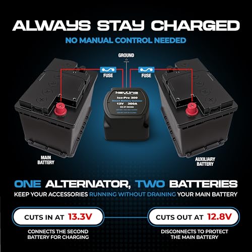 Dual Battery Isolator Heavy Duty 300 AMP 1000 AMP Peak Voltage Sensitive Relay VSR for 12 Volt Systems