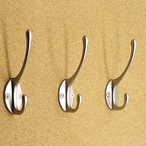 10 Pack Silvery Double Coat Hooks Utility Hooks for Coat (10 Count)