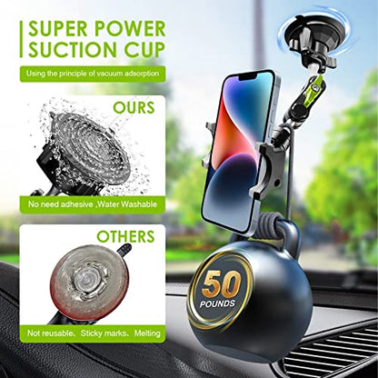 Suction Cup Phone Mount 360 Rotating Universal Ball Head Arm for Car Dashboard Windshield Vehicle Sunroof
