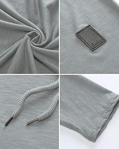 Mens Fashion Athletic Hoodies Sport Sweatshirt Solid Color Fleece Pullover Light Grey