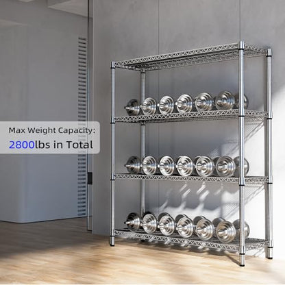 2800 LBS 59" W 4 Tier Storage Shelves Rack Metal Wire Shelving Unit (4 Count)
