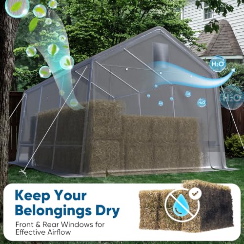 10x15FT Carport Shelter Large Storage Shed with Roll