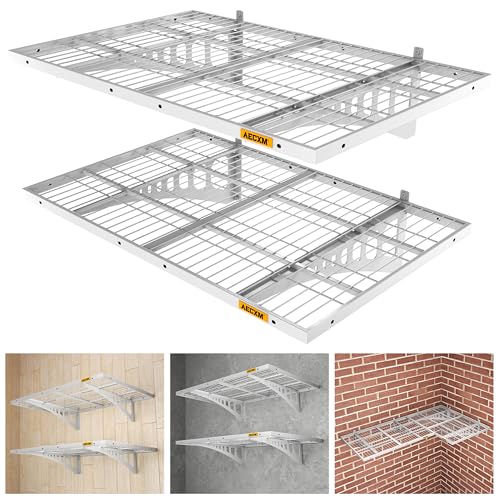 2x3ft 2Pack Wire Shelving Unit Heavy Duty Garage Storage Shelves Wall Mounted White 560lbs Load Capacity（24
