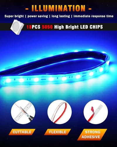 Blue 12V LED Strip Lights 32CM Waterproof for Car Boat Motorcycle Pack of 6 (6 Count)