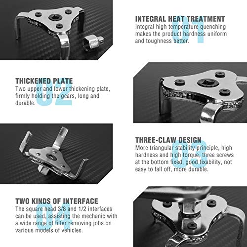 12 Inch Oil Filter Pliers & 3 Jaw Adjustable Oil Filter Wrench
