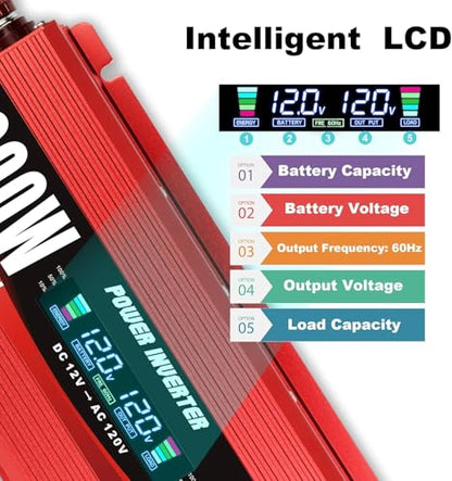 1000W Power Inverter DC 12V to 110V