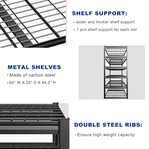 64" Wide 6 Tier Garage Shelving Unit (6 Count)