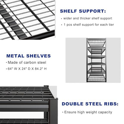 64" Wide 6 Tier Garage Shelving Unit (6 Count)