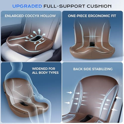 Car Seat Cushion and Lumbar Support Pillow One Piece