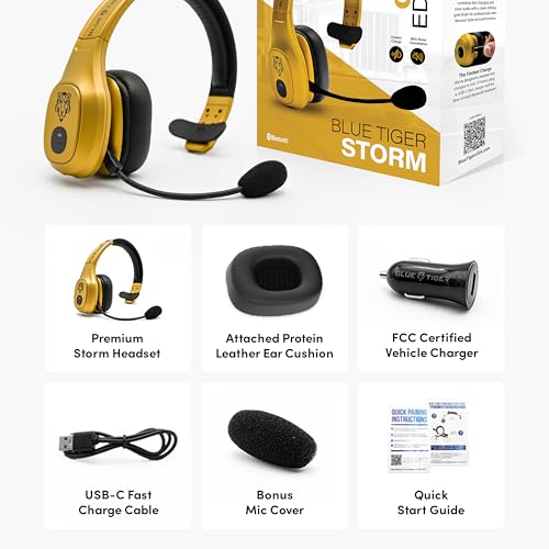 Storm Gold Wireless Trucker Bluetooth Headset with Mic