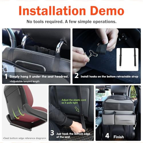 Multifunctional Car Seat Back Organizer with Large Tissue Box Holder