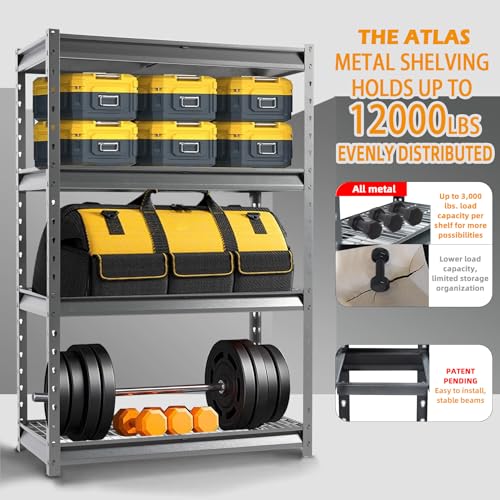 The Atlas 48" W Heavy Duty Garage Shelving Unit Load 12000 Lbs