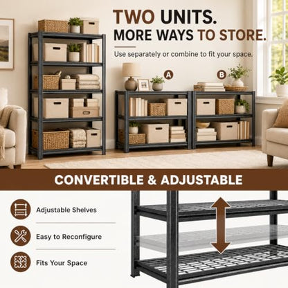Heavy Duty Metal Bookshelf Adjustable Storage Shelving Unit for Home Office
