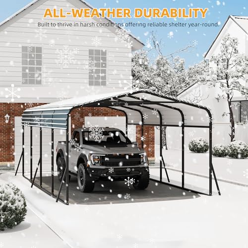 12' x 20' Heavy Duty Metal Carport with Galvanized Steel Roof