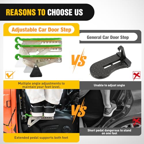 Car Door Step Universal Aluminum Latch Step for Car Roof Access Portable Folding Car Door Latch Hook Step Multi