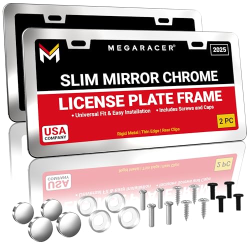 Premium Slim Mirror Chrome License Plate Frames