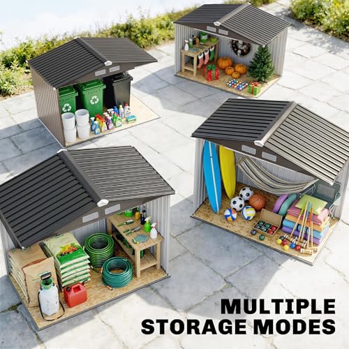 7' x 4' Outdoor Storage Shed Garden Tool Metal Shed Brown