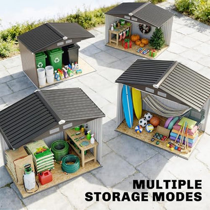 7' x 4' Outdoor Storage Shed Garden Tool Metal Shed Brown