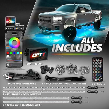 Aura Pro RGB Aluminum Truck Underglow Kit with App & Remote Control (4 Count)