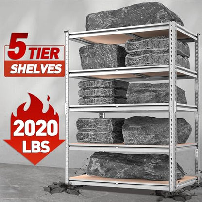 2020LBS Garage Shelving Heavy Duty Metal Shelving 5 Tier Storage Shelves (4 Count)