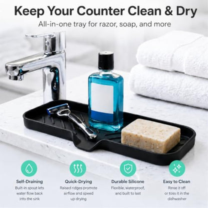 Silicone Soap Dish with Drain Spout