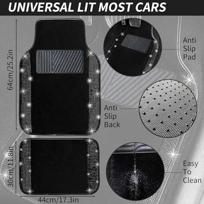 Black Bling Car Floor Mats Full Set