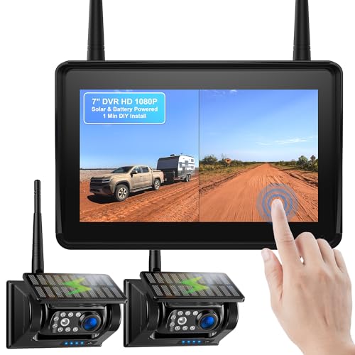 7" HD 1080P Magnetic Solar Wireless Backup Camera 1 Min DIY Install