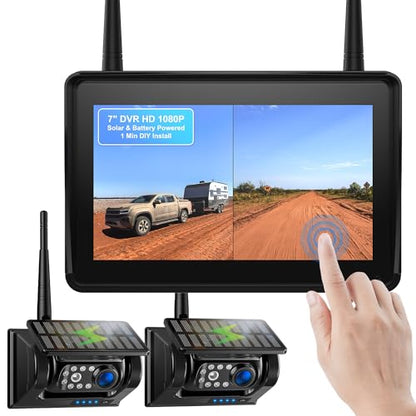 7" HD 1080P Magnetic Solar Wireless Backup Camera 1 Min DIY Install