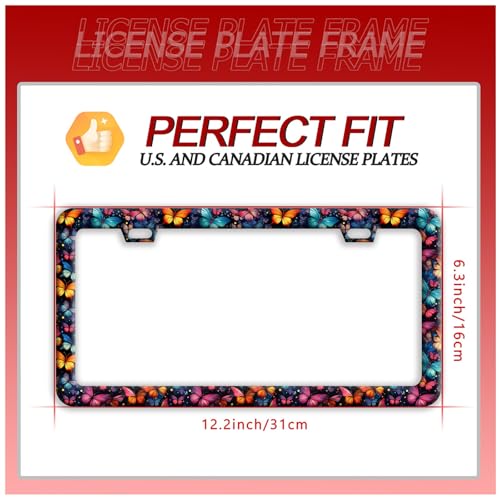 Colorful Butterfly Stainless Steel License Plate Frame for US Cars Decor