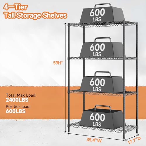 2400LBS 35.5" W Standing Shelf Units Wire Rust
