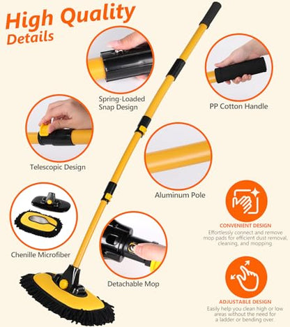 56.7" Car Wash Brush Mop Microfiber Car Washing Sponge with Long Handle