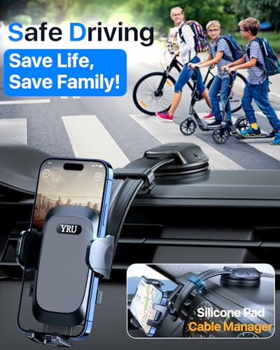 2026 Ultimate Car Phone Holder Mount Bendable & Adjustable Aluminum Arm Cell Phone Holder for Car Dashboard Windshield Phone Stand for iPhone 17 16 15 14 Pro Max Samsung Pickup Truck