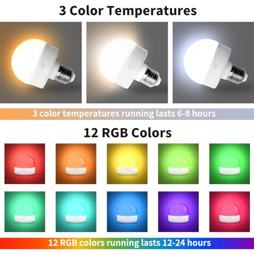 E26 Magnetic Rechargeable Light Bulbs with Remote (4 Count)