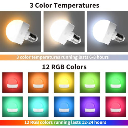 E26 Magnetic Rechargeable Light Bulbs with Remote (4 Count)