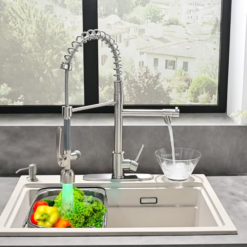 Commercial Kitchen Faucets with Pull Down Sprayer Brushed Nickel