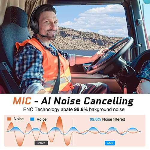 Noise Cancelling Trucker Bluetooth Headset with Microphone for Trucker