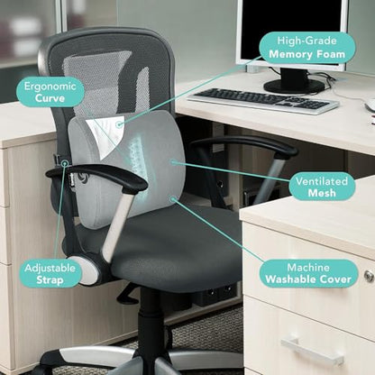 Memory Foam Lumbar Support Pillow for Office Chair