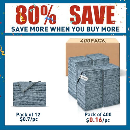 Gray Microfiber Cleaning Cloths Bulk Pack (400 Count)