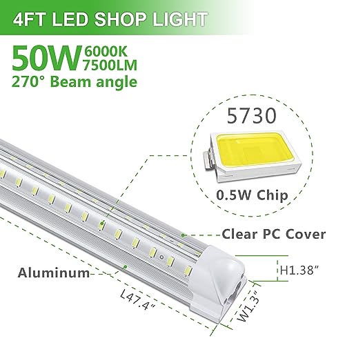 4Pack 4FT LED Shop Light Garage Lights (4 Count)