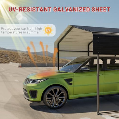 Metal Carport 10 x 15 FT with Heavy Duty Frame & Galvanized Steel Roof