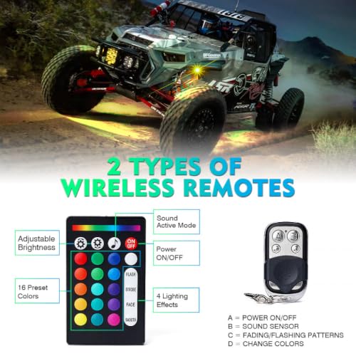 Bluetooth Rock Lights Multicolor Neon Accent Lights Underglow Kits (6 Count)