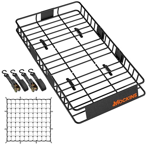 64"x39"x6" Extendable Cargo Roof Rack Basket with 250 Lbs Capacity