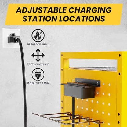 Heavy Duty Power Tools Organizer Cart with Charging Power Strip