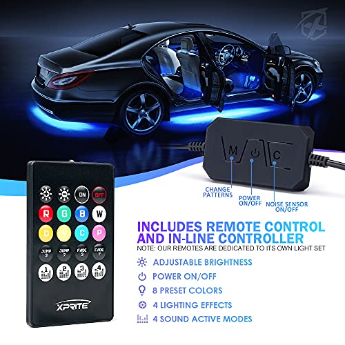 8Pcs Car RGB LED Strip Lights (4 Count)