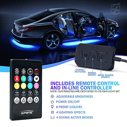 8Pcs Car RGB LED Strip Lights (4 Count)
