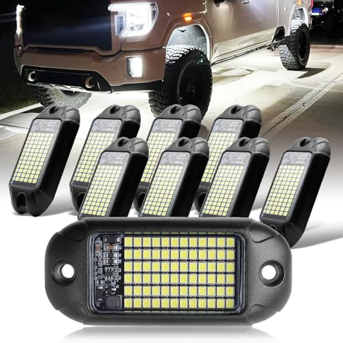 8 Pods 6000K pure White Rock lights Aluminum 9 (72 Count)