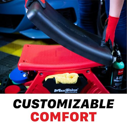 2-in-1 Modular Detailing Creeper Seat with Cushion – Rolling Creeper with Removable Cushion & Tool Tray – Heavy-Duty Polyethylene & Steel Frame, 4” Wheels